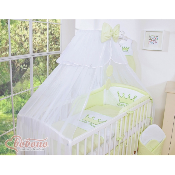 Sängkläder till Babysäng 5 delar med stor myggnät Little Prince/Princess grön