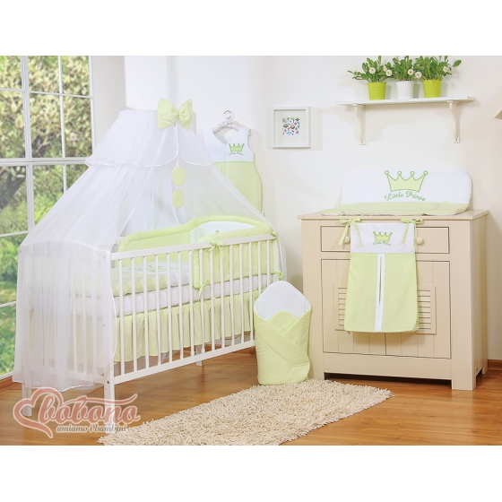 Bäddset / Sängkläder 11 delar med stor myggnät Little Prince/Princess grön