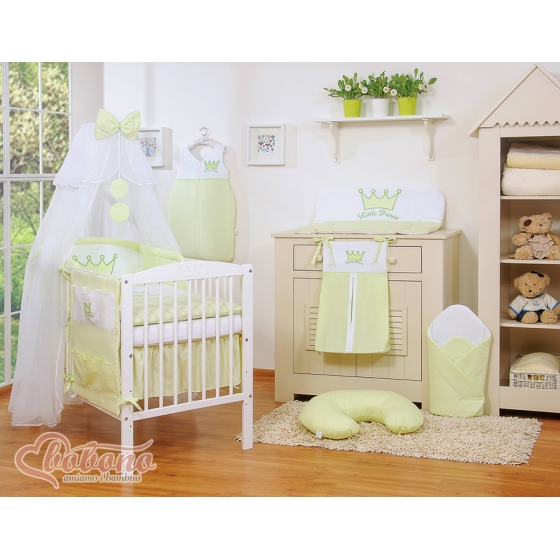 Bäddset / Sängkläder 11 delar med stor myggnät Little Prince/Princess grön