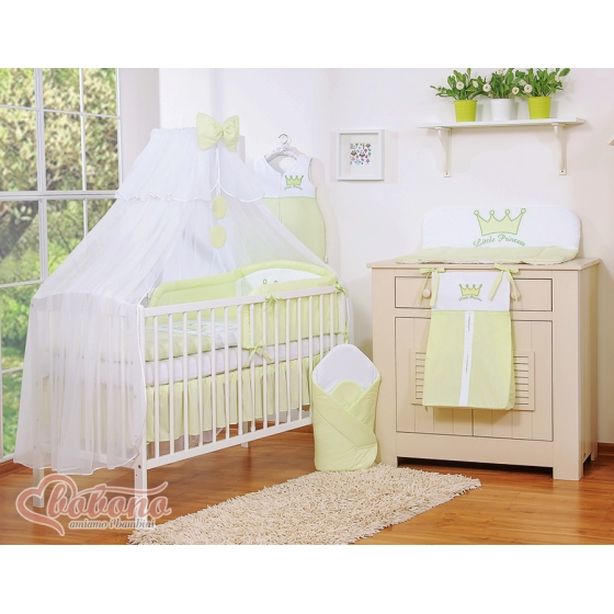 Bäddset / Sängkläder 11 delar med stor myggnät Little Prince/Princess grön