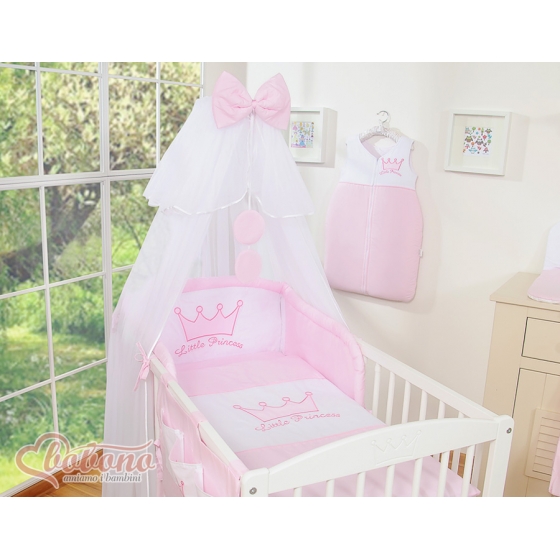 Bäddset / Sängkläder 5 delar med stor myggnät Little Prince/Princess rosa
