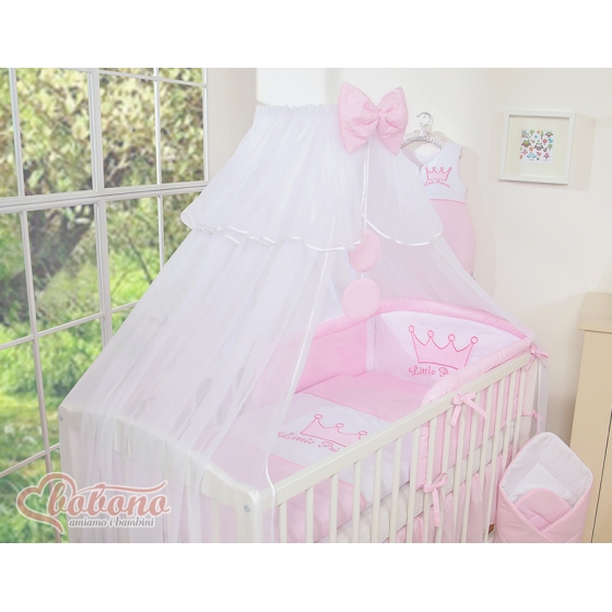 Bäddset / Sängkläder 11 delar med stor myggnät Little Prince/Princess rosa