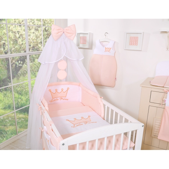 Sängkläder till Babysäng 5 delar med stor myggnät Little Prince/Princess rosa