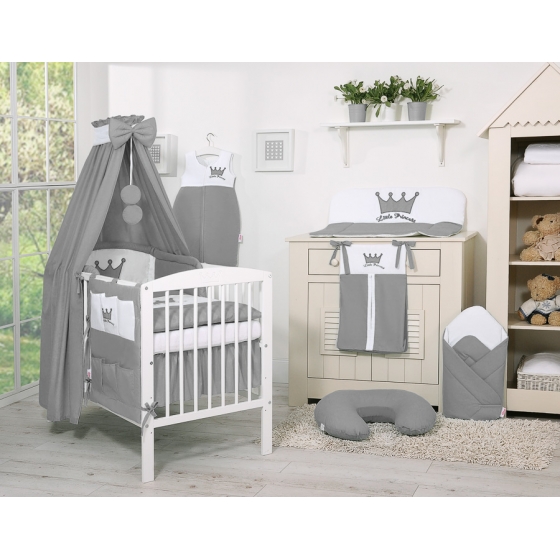Bäddset / Sängkläder 7-delar med Sänghimmel - Little Prince/Princess Antracit