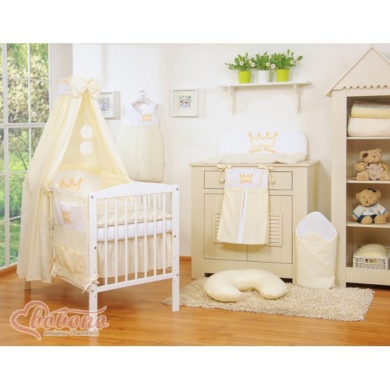 Bäddset / Sängkläder 7-delar med Sänghimmel - Little Prince/Princess cream