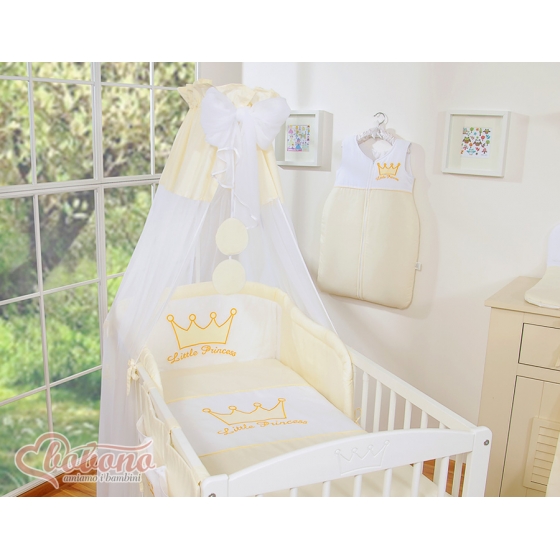 Bäddset / Sängkläder 7-delar med Sänghimmel - Little Prince/Princess cream
