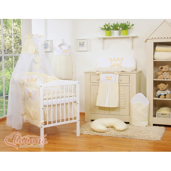 Bäddset / Sängkläder 7-delar med Sänghimmel - Little Prince/Princess cream