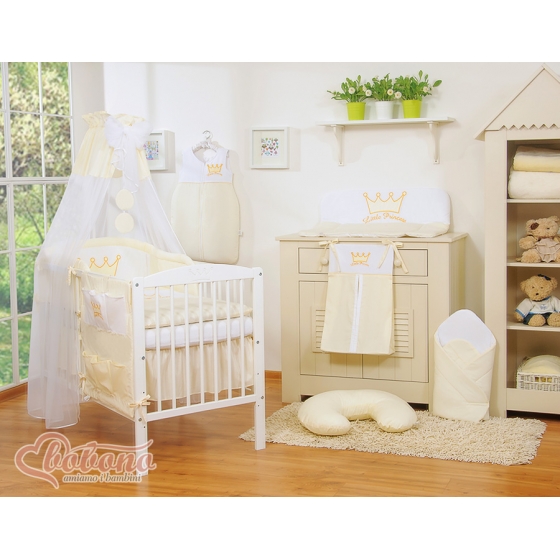 Bäddset / Sängkläder 7-delar med Sänghimmel - Little Prince/Princess cream