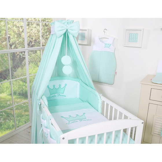 Bäddset / Sängkläder 7-delar med Sänghimmel - Little Prince/Princess mynta