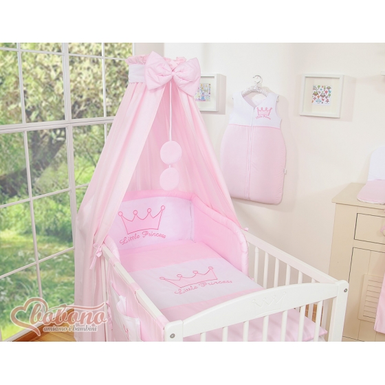 Bäddset / Sängkläder 11-delar med Himmel och Stativ Little Prince/Princess rosa