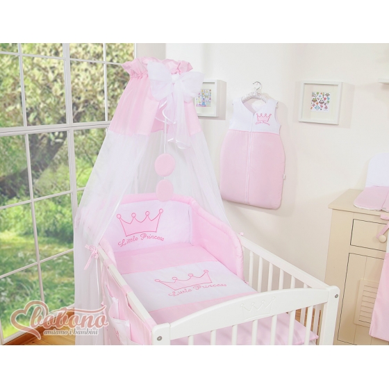 Bäddset / Sängkläder 11-delar med Himmel och Stativ Little Prince/Princess rosa