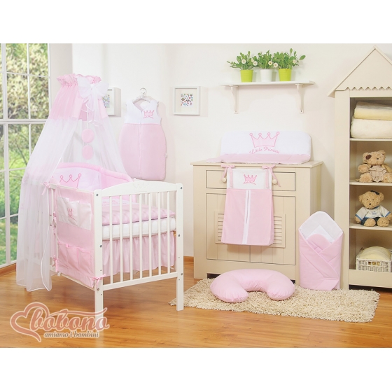 Bäddset / Sängkläder 11-delar med Himmel och Stativ Little Prince/Princess rosa