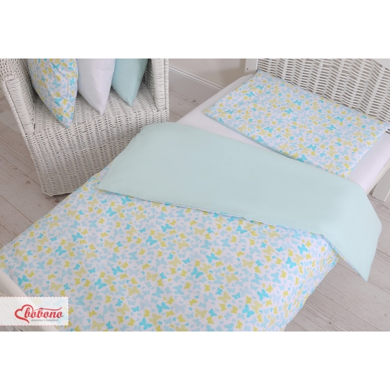 Bäddset / Sängkläder 2pcs 140x200 Junior - blå fjärilar
