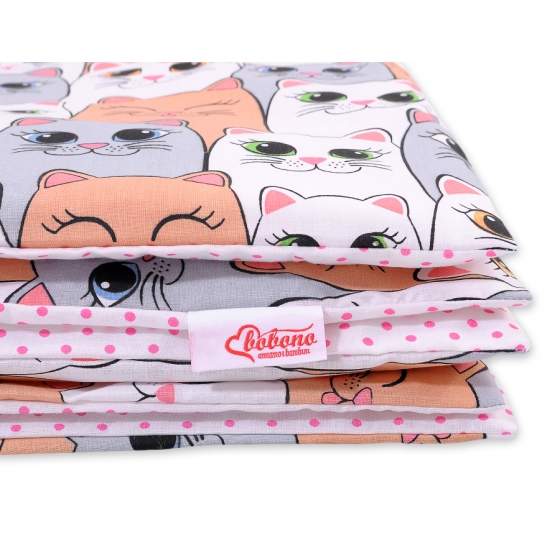 Bäddset / Sängkläder 2pcs 140x200 Junior - gray-pink cats