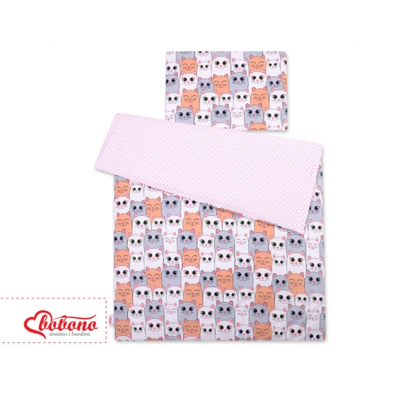 Bäddset / Sängkläder 2pcs 140x200 Junior - gray-pink cats