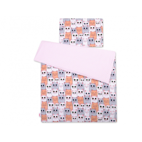Bäddset / Sängkläder 2pcs 140x200 Junior - gray-pink cats