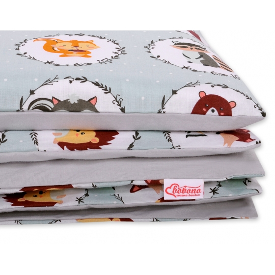Bäddset / Sängkläder 2pcs 140x200 Junior - mynta djuren
