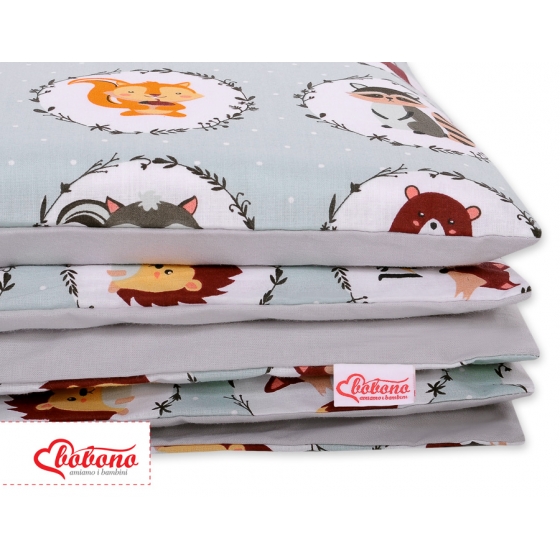 Bäddset / Sängkläder 2pcs 140x200 Junior - mynta djuren