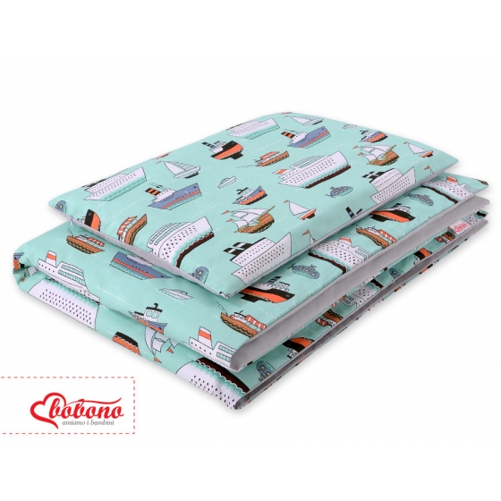 Bäddset / Sängkläder 2pcs 140x200 Junior - mynta fartygen