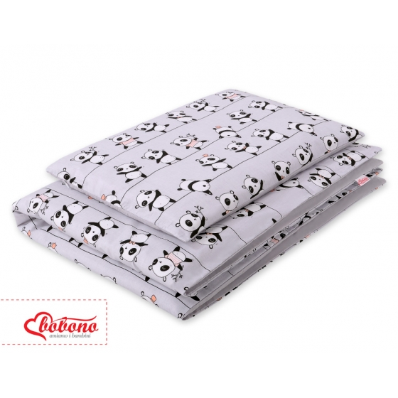 Bäddset / Sängkläder 2pcs 140x200 Junior - panda grå