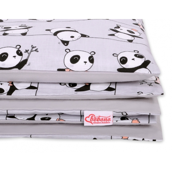 Bäddset / Sängkläder 2pcs 140x200 Junior - panda grå