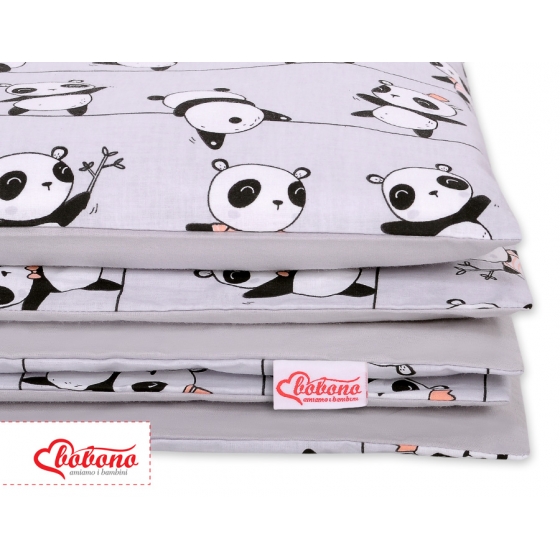Bäddset / Sängkläder 2pcs 140x200 Junior - panda grå