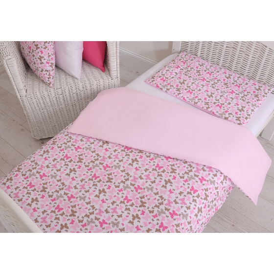 Bäddset / Sängkläder 2pcs 140x200 Junior - rosa fjärilar