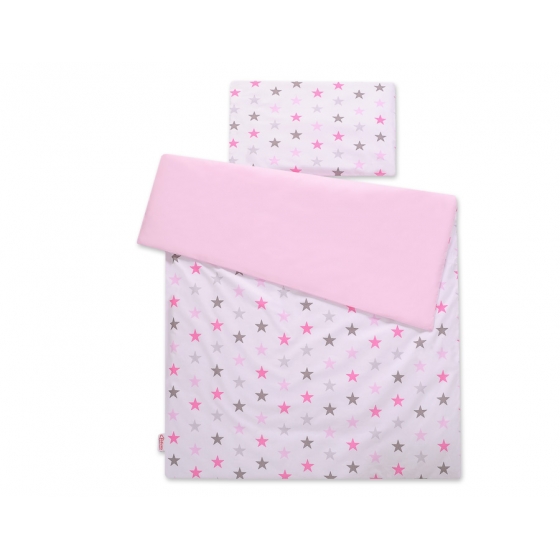Bäddset / Sängkläder 2pcs 140x200 Junior - Stjärnor gray - rosa /rosa