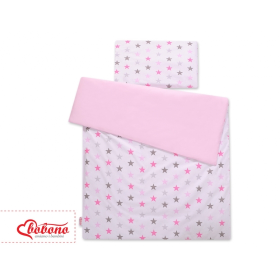 Bäddset / Sängkläder 2pcs 140x200 Junior - Stjärnor gray - rosa /rosa