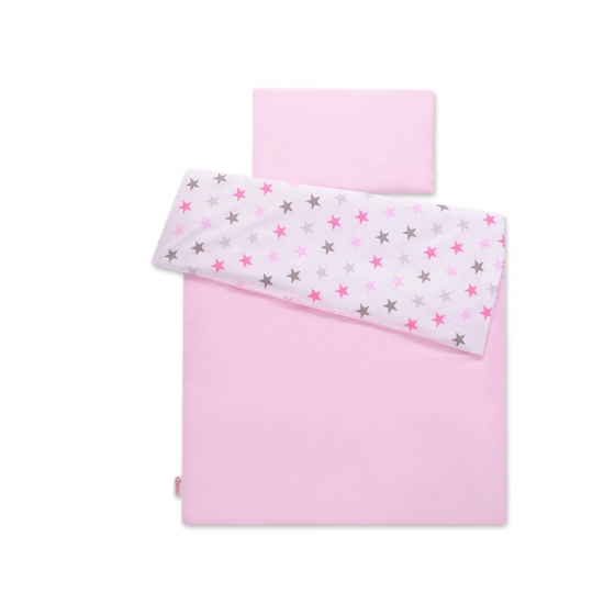 Bäddset / Sängkläder 2pcs 140x200 Junior - Stjärnor gray - rosa /rosa