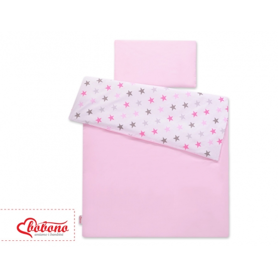 Bäddset / Sängkläder 2pcs 140x200 Junior - Stjärnor gray - rosa /rosa