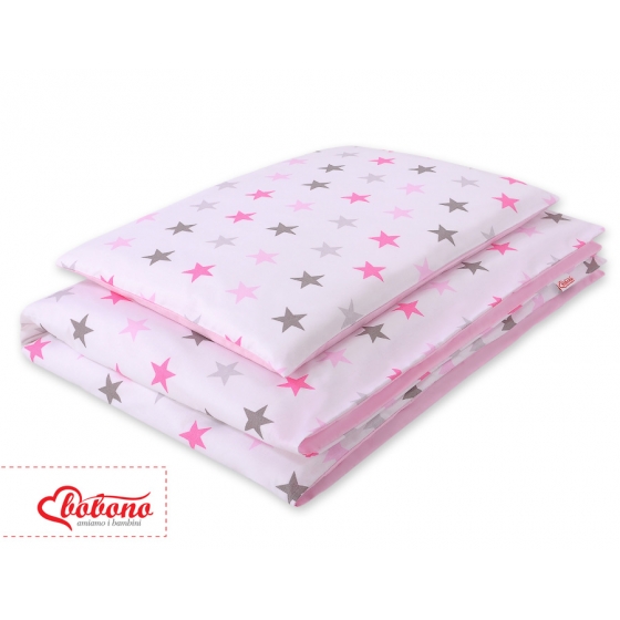 Bäddset / Sängkläder 2pcs 140x200 Junior - Stjärnor gray - rosa /rosa