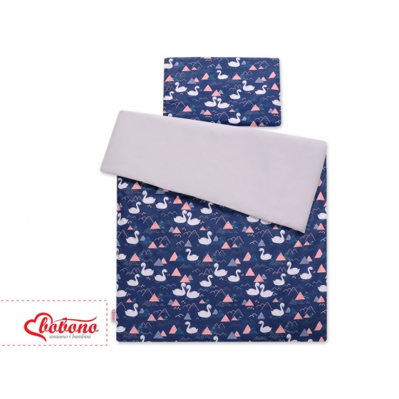 Bäddset / Sängkläder 2pcs 140x200 Junior - Swans marinblå