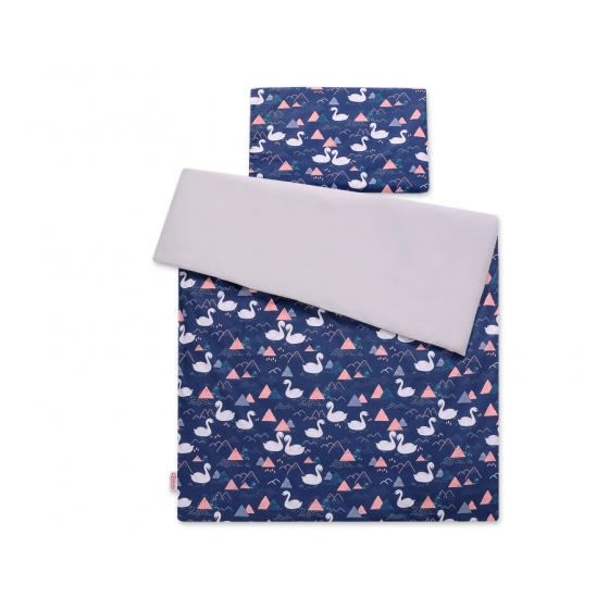 Bäddset / Sängkläder 2pcs 140x200 Junior - Swans marinblå