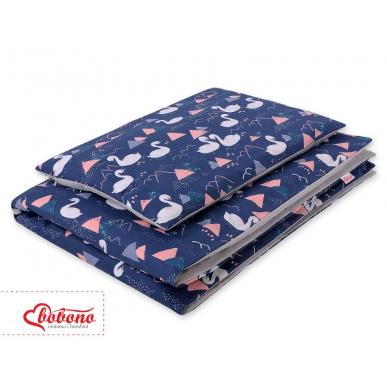 Bäddset / Sängkläder 2pcs 140x200 Junior - Swans marinblå
