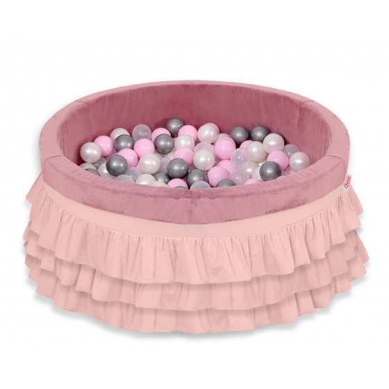 Bollhav med volanger med 200 bollar, Bollpool - pastel rosa