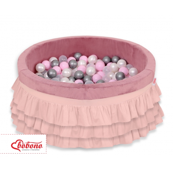 Bollhav med volanger med 200 bollar, Bollpool - pastel rosa