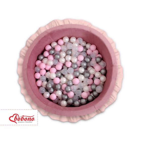 Bollhav med volanger med 200 bollar, Bollpool - pastel rosa
