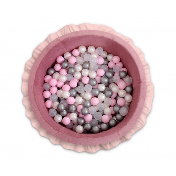 Bollhav med volanger med 200 bollar, Bollpool - pastel rosa