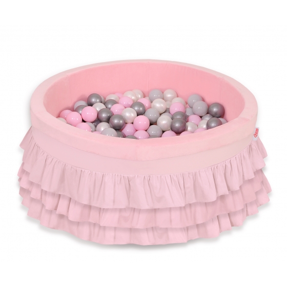 Bollhav med volanger med 200 bollar, Bollpool - rosa