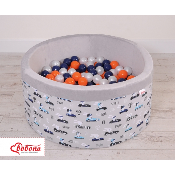 Bollhav minky med 200 bollar, Bollpool - gray kaniner