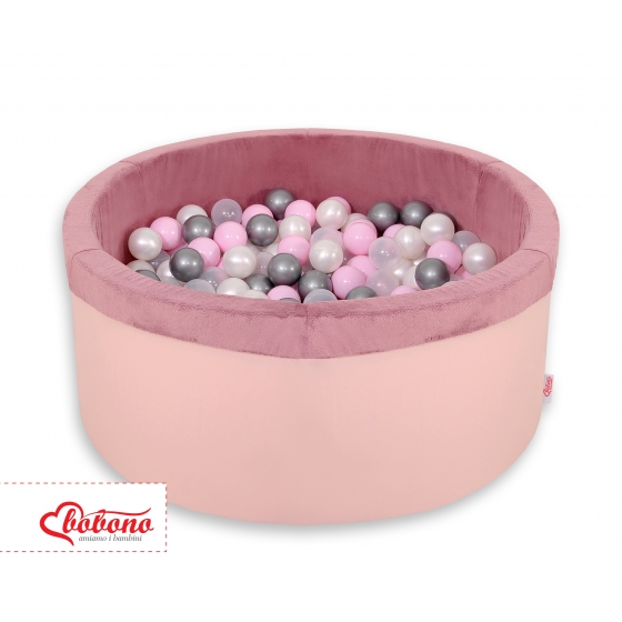 Bollhav minky med 200 bollar, Bollpool - pastel rosa