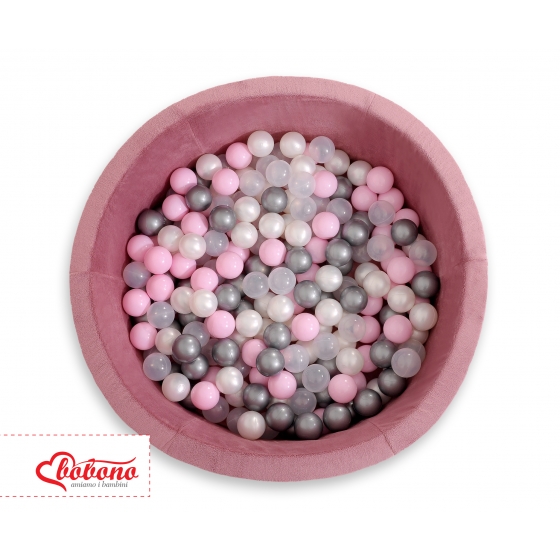 Bollhav minky med 200 bollar, Bollpool - pastel rosa