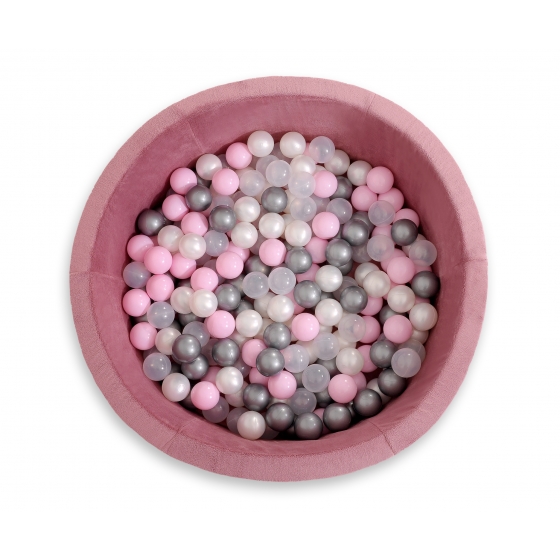 Bollhav minky med 200 bollar, Bollpool - pastel rosa