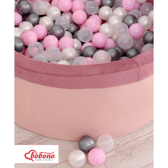 Bollhav minky med 200 bollar, Bollpool - pastel rosa