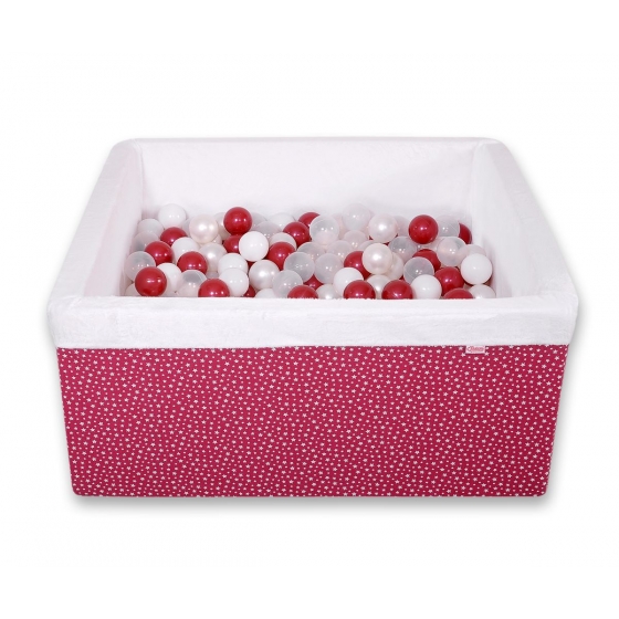 Bollhav minky med 200 bollar, Bollpool - wine red stjärnor