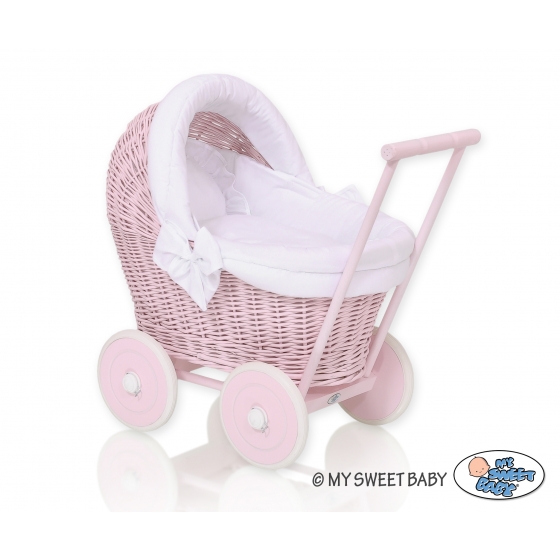 Dockvagn Rattan Rosa