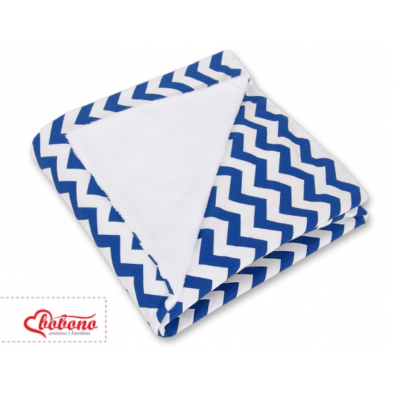 Double-sidead car seat blanket- Chevron mörkblå