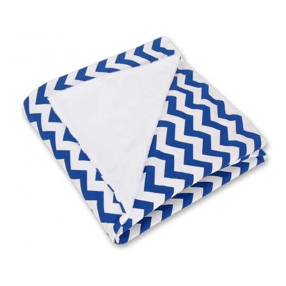 Double-sidead car seat blanket- Chevron mörkblå