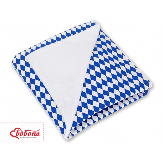 Double-sidead car seat blanket- Schackbräde mörkblå